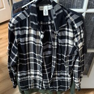 H&M Black and White Plaid Men's Shirt Jacket